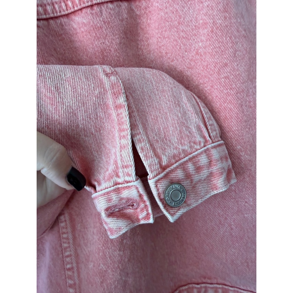 GAP sz S Oversized Pink Washed Denim Jean Jacket Baggy Streetwear Heavy Staple - Picture 8 of 8